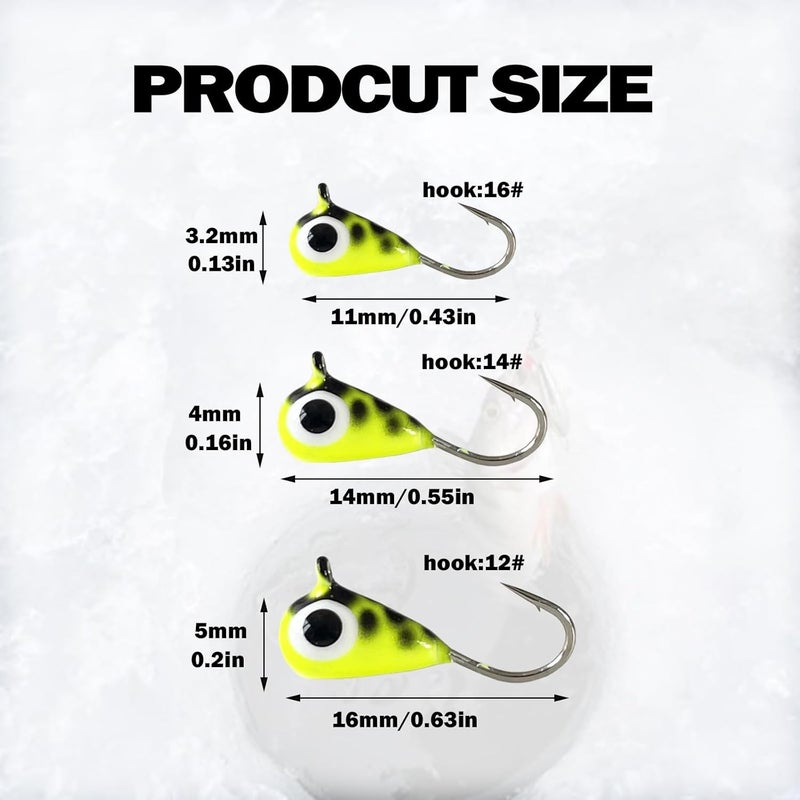 Bombite Tungsten Ice Fishing Jig Set Super Sensitive Ice Jigs Ice Fishing Lures for Crappie Panfish Sunfish Bluegill Perch Walleye Pike 6pcs 3mm 4mm 5mm - Image 4